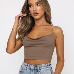 WHITE FOX- Brown Halter Top